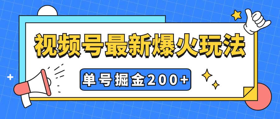 视频号爆火新玩法，操作几分钟就可达到暴力掘金，单号收益200+小白式操作-枫叶微课堂