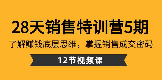 28天·销售特训营5期：了解赚钱底层思维，掌握销售成交密码（12节课）-枫叶微课堂