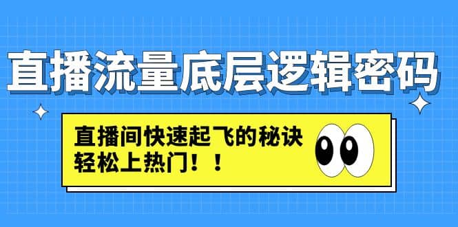 直播流量底层逻辑密码：直播间快速起飞的秘诀，轻松上热门-枫叶微课堂