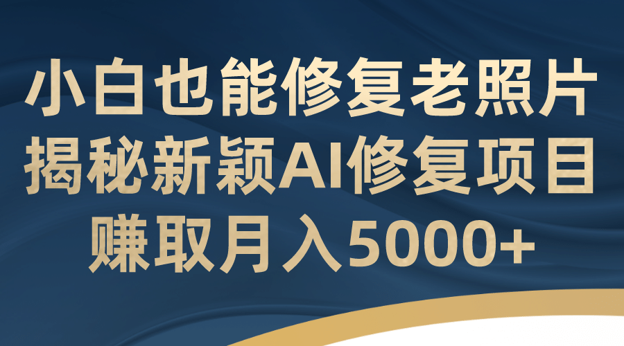小白也能修复老照片！揭秘新颖AI修复项目，赚取月入5000+-枫叶微课堂