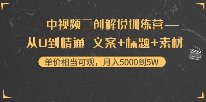 中视频二创解说训练营：从0到精通 文案+标题+素材-枫叶微课堂