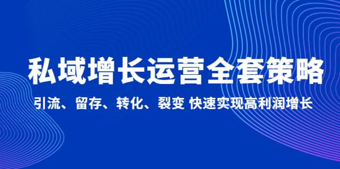 私域增长运营全套策略：引流、留存、转化、裂变 快速实现高利润增长-枫叶微课堂