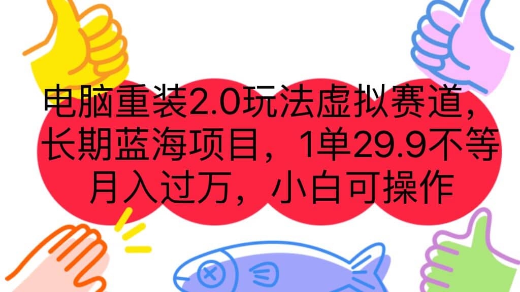 电脑重装2.0玩法虚拟赛道，长期蓝海项目 一单29.9不等 月入过万 小白可操作-枫叶微课堂