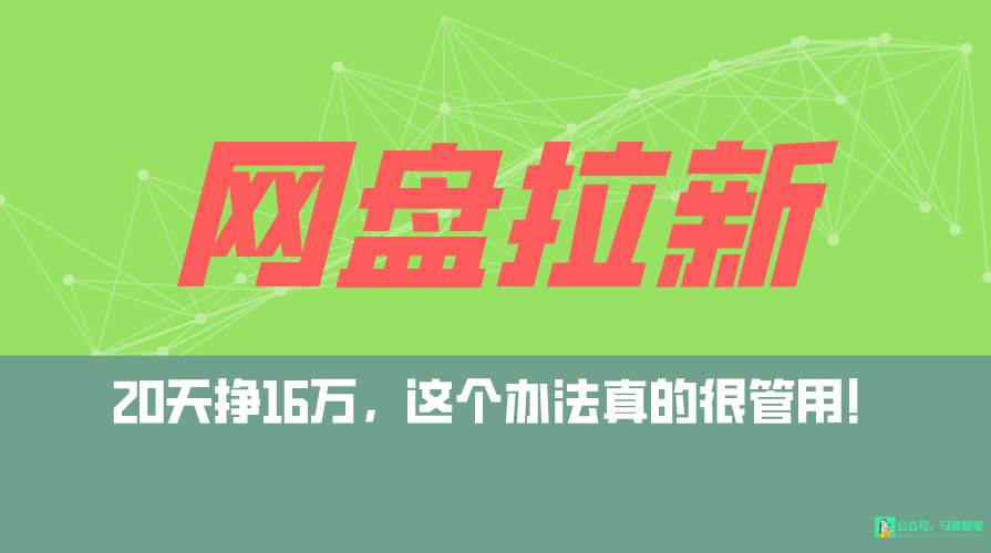 网盘拉新+私域全自动玩法，0粉起号，小白可做，当天见收益，已测单日破5000-枫叶微课堂