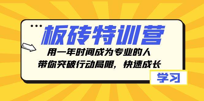 板砖特训营，用一年时间成为专业的人，带你突破行动局限，快速成长-枫叶微课堂