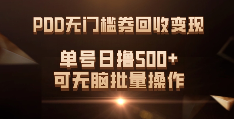 PDD无门槛券回收变现，单号日撸500+，可无脑-枫叶微课堂