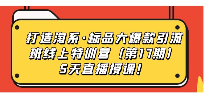 打造淘系·标品大爆款引流班线上特训营5天直播授课！-枫叶微课堂