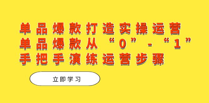 单品爆款打造实操运营，单品爆款从“0”-“1”手把手演练运营步骤-枫叶微课堂