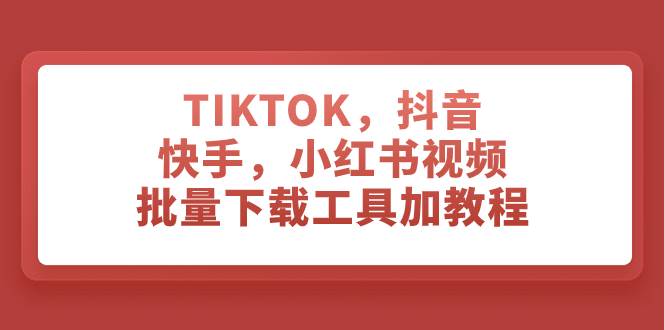 TIKTOK，抖音，快手，小红书视频批量下载工具加教程-枫叶微课堂
