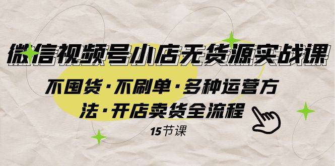 微信视频号小店无货源实战 不囤货·不刷单·多种运营方法·开店卖货全流程-枫叶微课堂