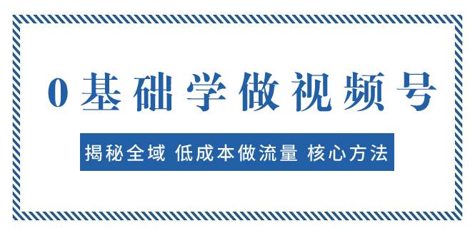 0基础学做视频号：揭秘全域 低成本做流量 核心方法  快速出爆款 轻松变现-枫叶微课堂