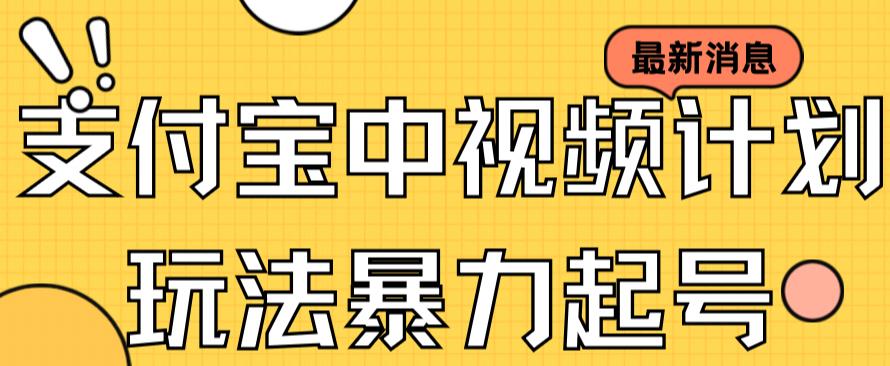 支付宝中视频玩法暴力起号影视起号有播放即可获得收益（带素材）-枫叶微课堂