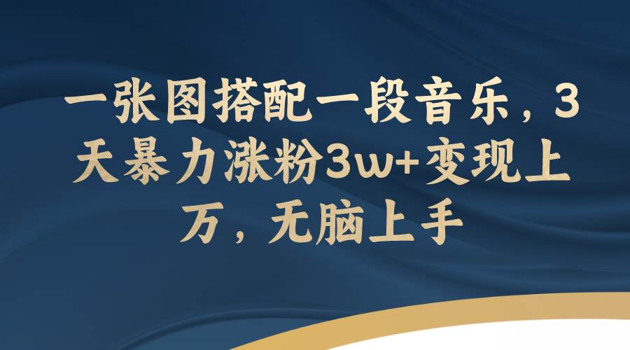 一张图搭配一段音乐，3天暴力涨粉3w+变现上万，无脑上手-枫叶微课堂