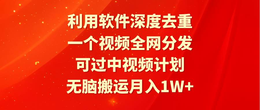 利用软件深度去重，一个视频全网分发，可过中视频计划，无脑搬运月入1W+-枫叶微课堂