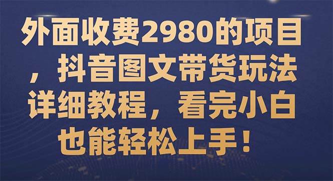 外面收费2980的项目，抖音图文带货玩法详细教程，看完小白也能轻松上手！-枫叶微课堂