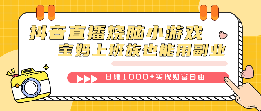 抖音直播烧脑小游戏，不需要找话题聊天，宝妈上班族也能用副业日赚1000+-枫叶微课堂