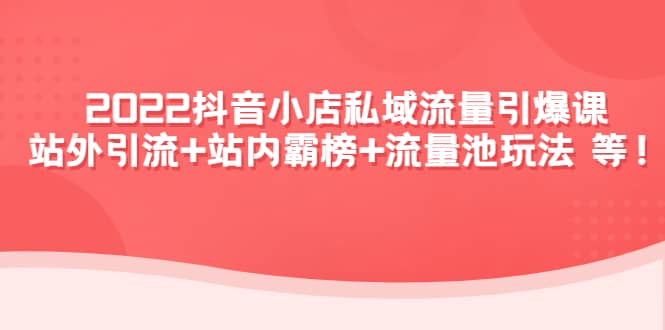 2022抖音小店私域流量引爆课：站外Y.L+站内霸榜+流量池玩法等等-枫叶微课堂