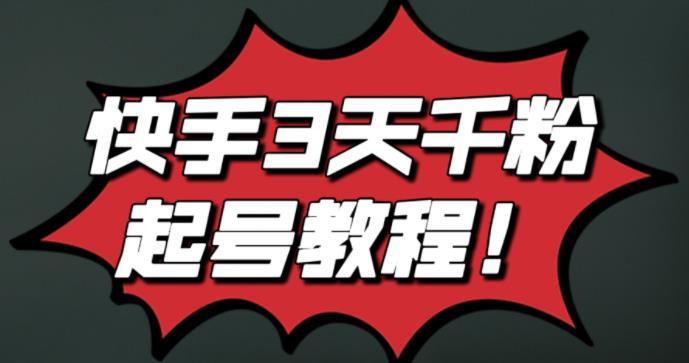 最新快手3天千粉起号实操教程，纯自然流量，无任何投流，条条视频起爆！-枫叶微课堂