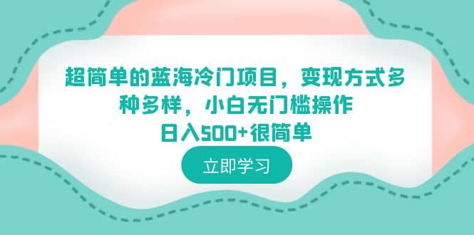 超简单的蓝海冷门项目，变现方式多种多样，小白无门槛操作日入500+很简单-枫叶微课堂