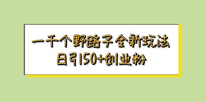 一千个野路子全新玩法 日引50+创业粉-枫叶微课堂