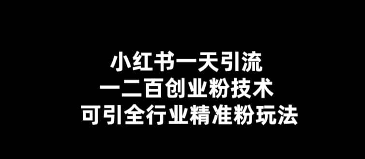 【引流必备】小红书一天引流一二百创业粉技术，可引全行业精准粉玩法-枫叶微课堂