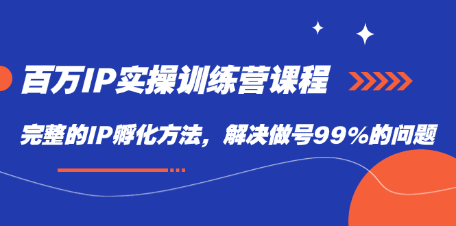 百万IP实战训练营课程，完整的IP孵化方法，解决做号99%的问题-枫叶微课堂