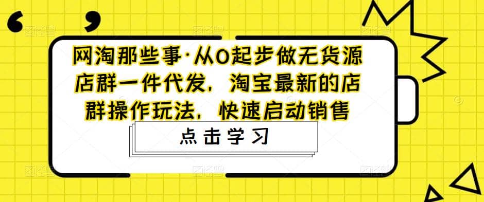 从0起步做无货源店群一件代发，淘宝最新的店群操作玩法，快速启动销售-枫叶微课堂