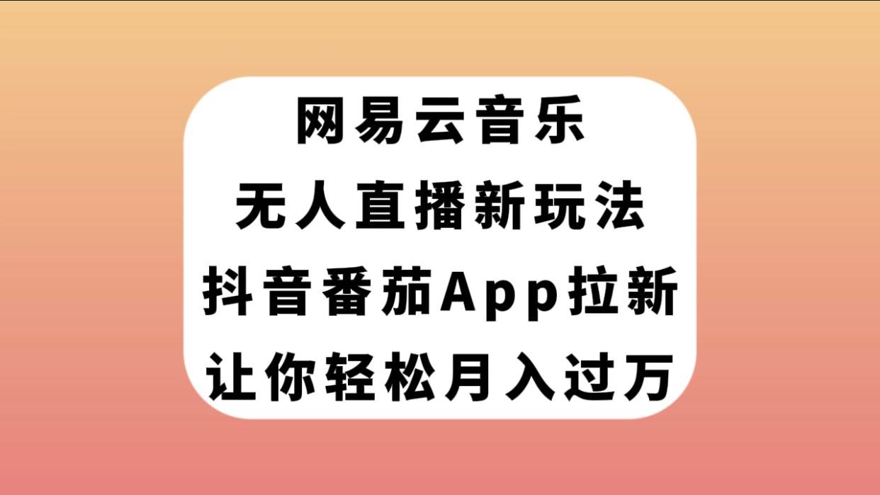 网易云音乐无人直播新玩法，抖音番茄APP拉新，让你轻松月入过万-枫叶微课堂