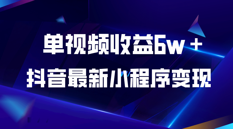 抖音最新小程序变现项目，单视频收益6w＋-枫叶微课堂