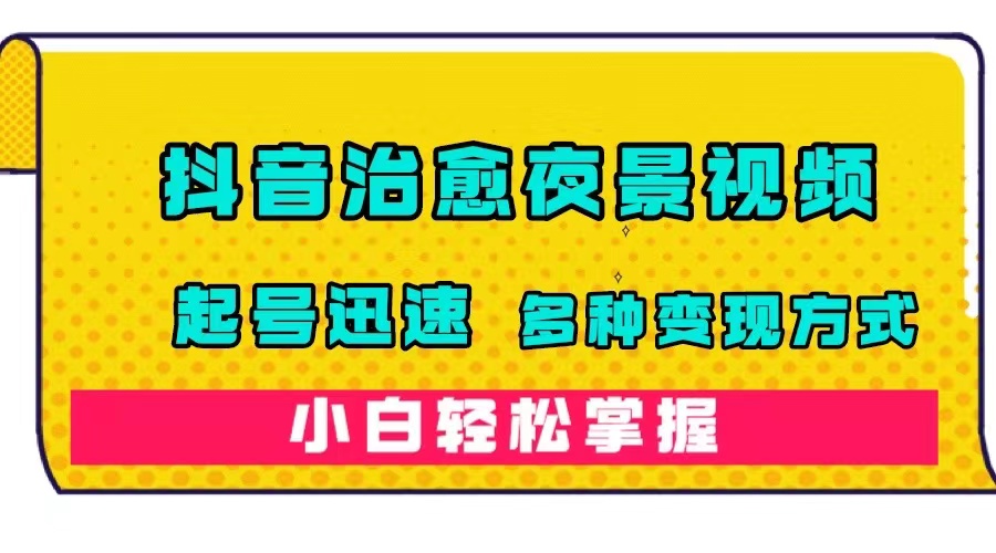 抖音治愈系夜景视频，起号迅速，多种变现方式，小白轻松掌握（附120G素材）-枫叶微课堂