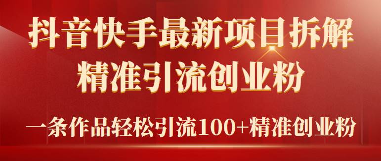 2024年抖音快手最新项目拆解视频引流创业粉，一天轻松引流精准创业粉100+-枫叶微课堂