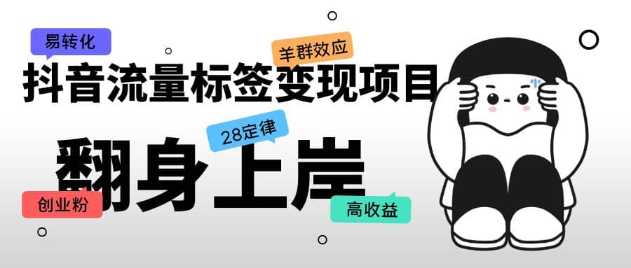 抖音流量标签变现项目，抖音创业粉轻松转化，单价高收益简单-枫叶微课堂
