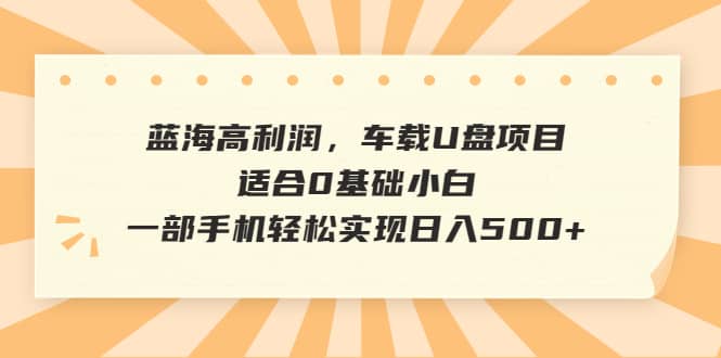 蓝海高利润，车载U盘项目，适合0基础小白，一部手机轻松实现日入500+-枫叶微课堂