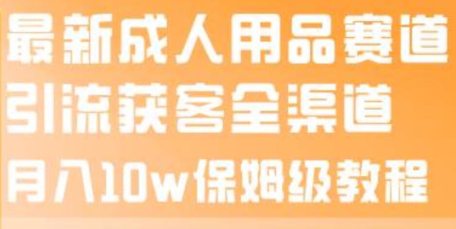 最新成人用品赛道引流获客全渠道，月入10w保姆级教程-枫叶微课堂