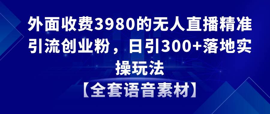 无人直播精准引流创业粉，日引300+落地实操玩法【全套语音素材】-枫叶微课堂
