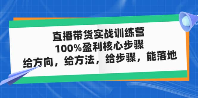 直播带货实战训练营：100%盈利核心步骤，给方向，给方法，给步骤，能落地-枫叶微课堂