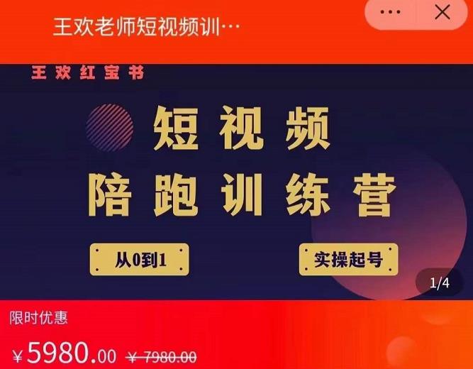 王欢红宝书短视频培训营，从认知、起号、实操、运营，适合新人起步-枫叶微课堂