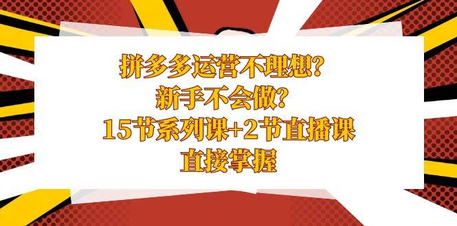 拼多多运营不理想？新手不会做？15节系列课+2节直播课，直接掌握-枫叶微课堂