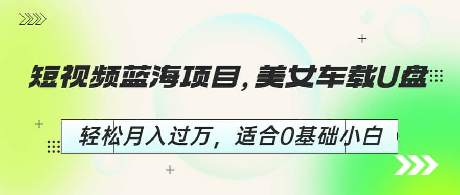 短视频蓝海项目，美女车载U盘，轻松月入过万，适合0基础小白-枫叶微课堂