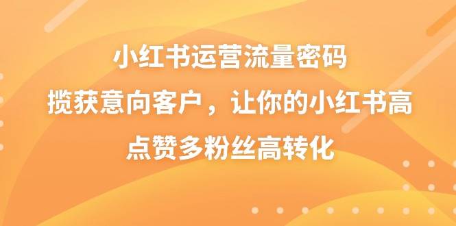 小红书运营流量密码，揽获意向客户，让你的小红书高点赞多粉丝高转化-枫叶微课堂