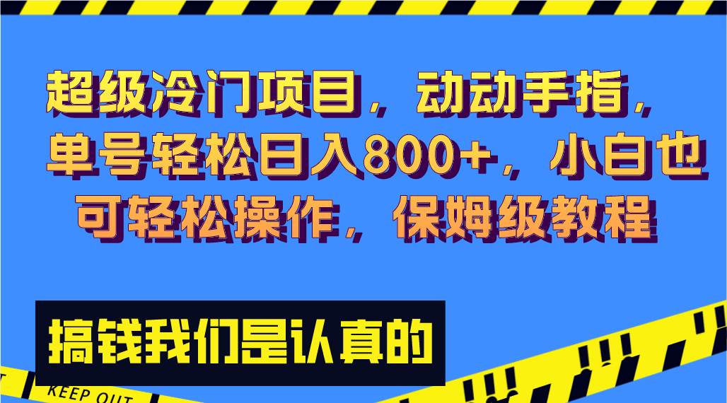超级冷门项目,动动手指，单号轻松日入800+，小白也可轻松操作，保姆级教程-枫叶微课堂