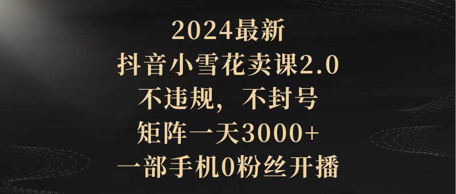 2024最新抖音小雪花卖课2.0 不违规 不封号 矩阵一天3000+一部手机0粉丝开播-枫叶微课堂