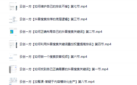 云创一方2022抖音SEO系列课程，教你如何快速上抖音搜索排名第一-枫叶微课堂