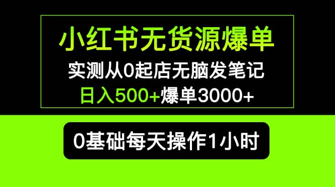 小红书无货源爆单 实测从0起店无脑发笔记爆单3000+长期项目可多店-枫叶微课堂