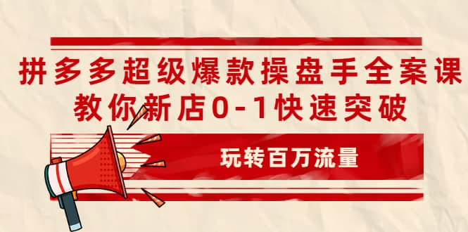 拼多多超级爆款操盘手全案课，教你新店0-1快速突破，玩转百万流量-枫叶微课堂
