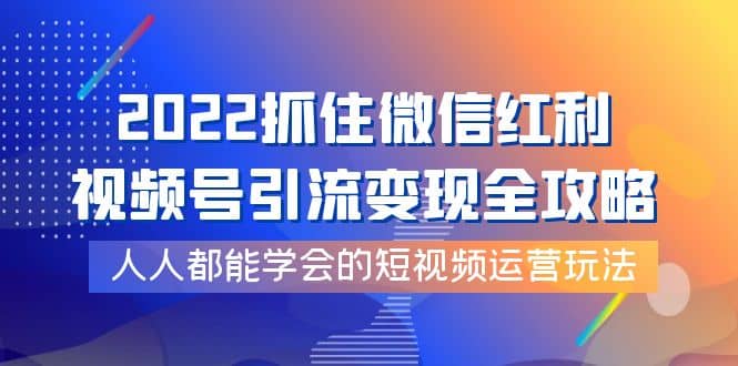 2022抓住微信红利，视频号引流变现全攻略，人人都能学会的短视频运营玩法-枫叶微课堂