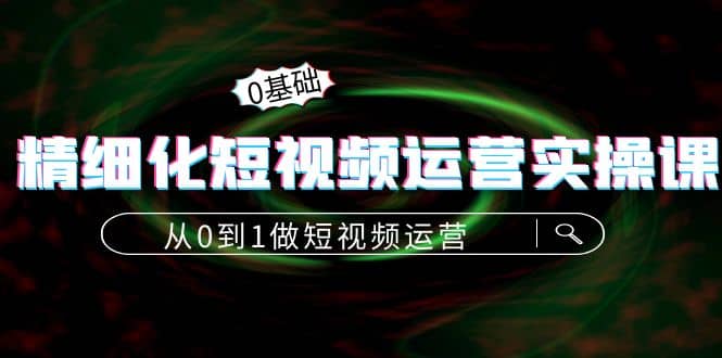 精细化短视频运营实操课，从0到1做短视频运营：算法篇+定位篇+内容篇-枫叶微课堂