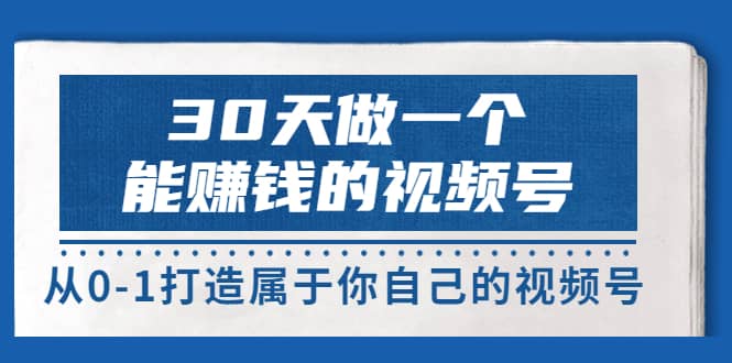 30天做一个能赚钱的视频号，从0-1打造属于你自己的视频号 (14节-价值199)-枫叶微课堂