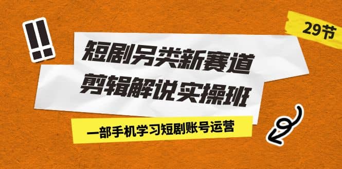 短剧另类新赛道剪辑解说实操班：一部手机学习短剧账号运营（29节 价值500）-枫叶微课堂