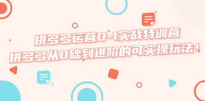 拼多多运营0-1实战特训营，拼多多从0础到进阶的可实操玩法-枫叶微课堂